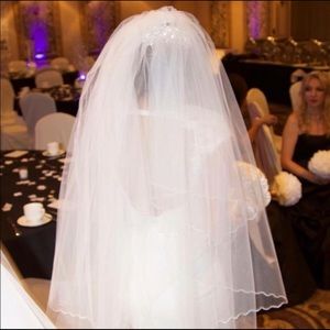 White 2-tier cathedral length veil